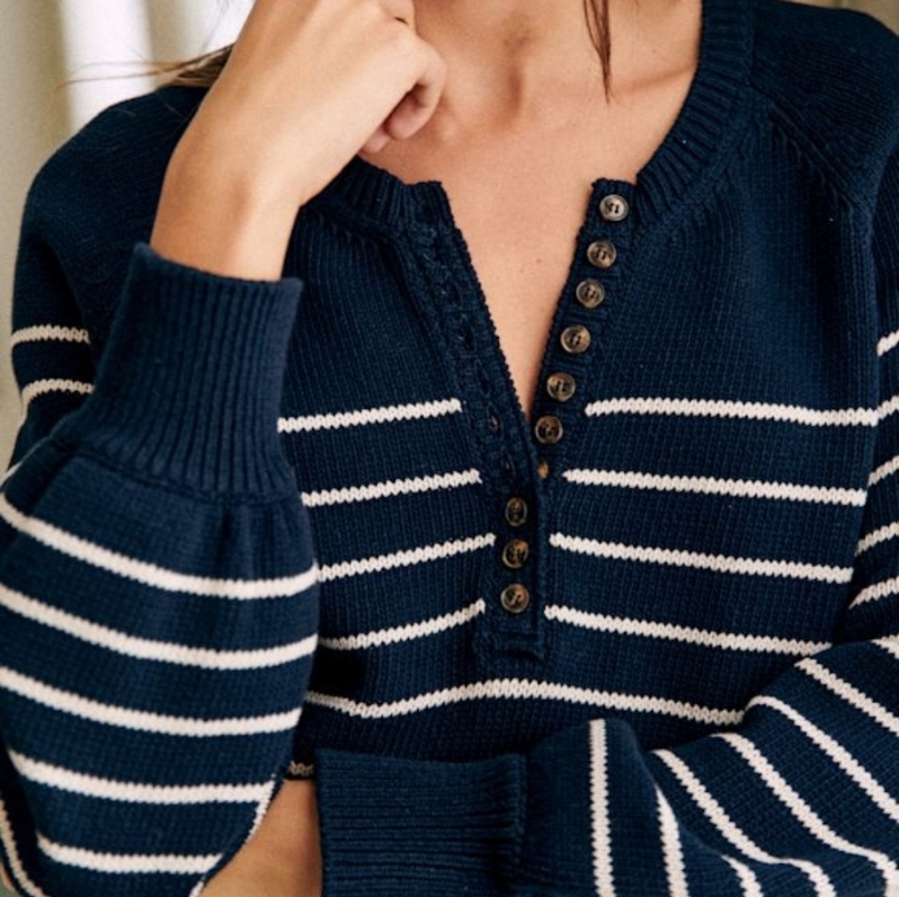 Sezane Leontine In Navy/Ecru